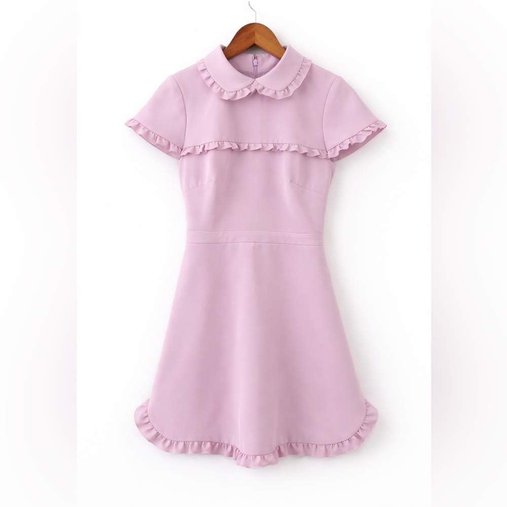 Gal Meets Glam Collection Lavender Ruffle Collar Mini Dress Women’s Size